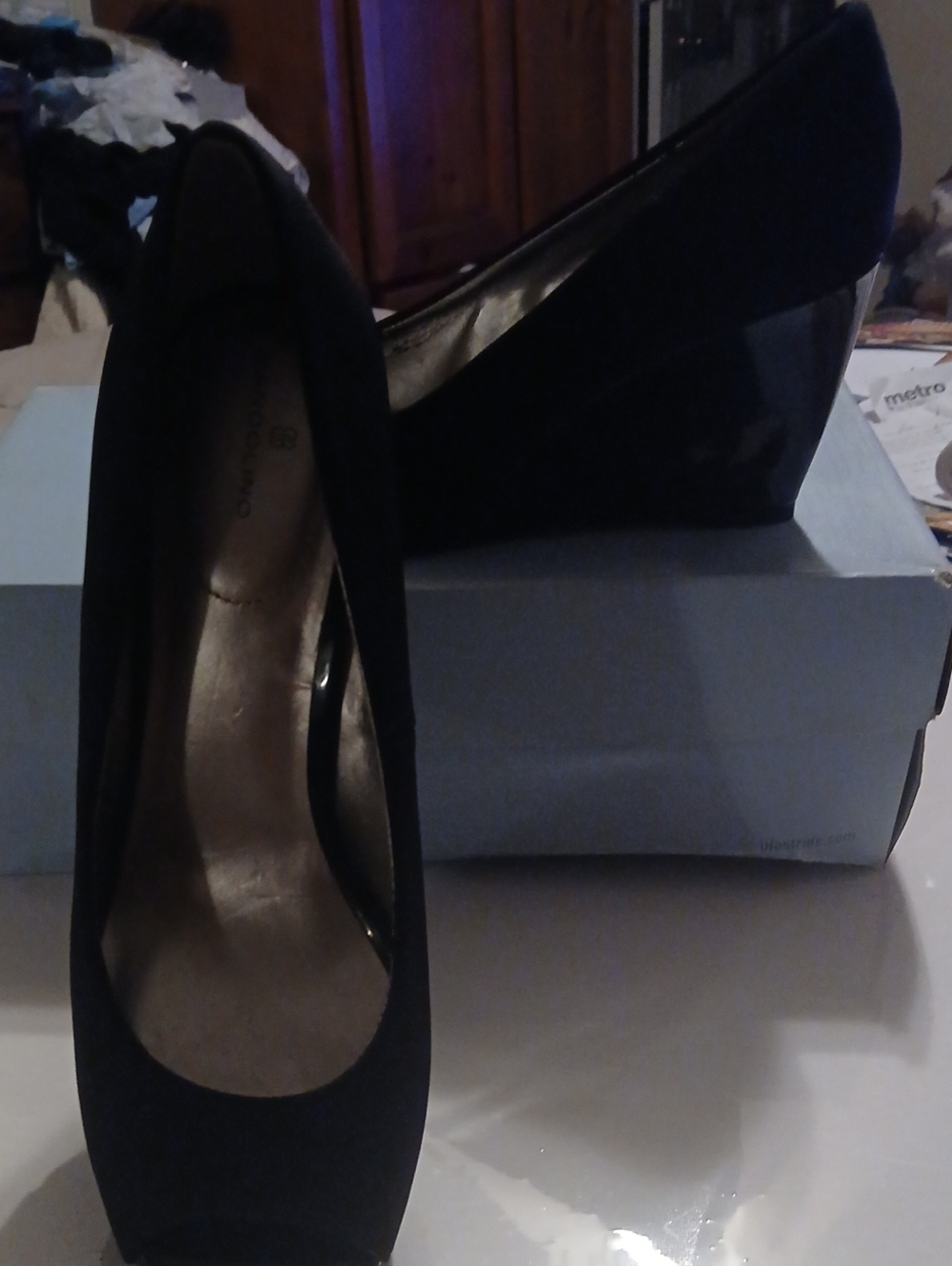 Bandolino Black Suede Wedge Pumps